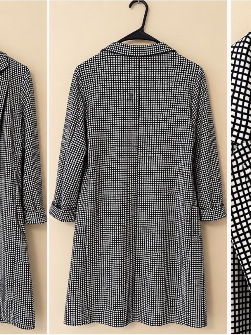 Black & White Check Open-Front Longline Jacket - Picture 4 of 4